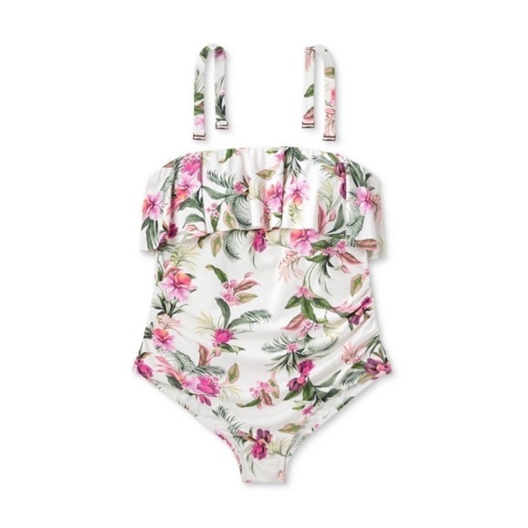 Women's Bandeau Flounce Front Ruched Full
Coverage One Piece Swimsuit - Kona Sol - Picture 1 of 7